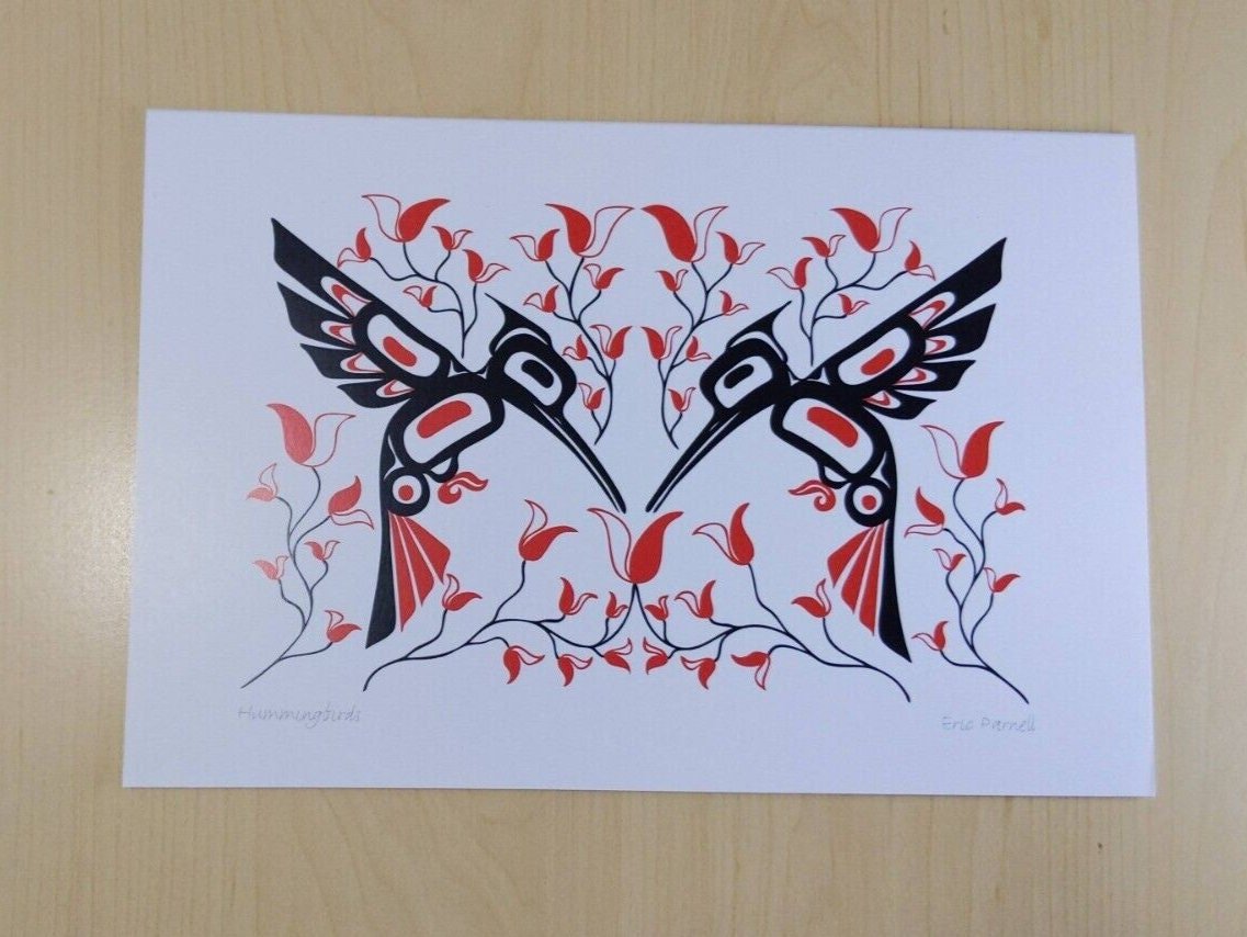 Hummingbirds by Eric Parnell Haida Artist 6"x9" Art Card