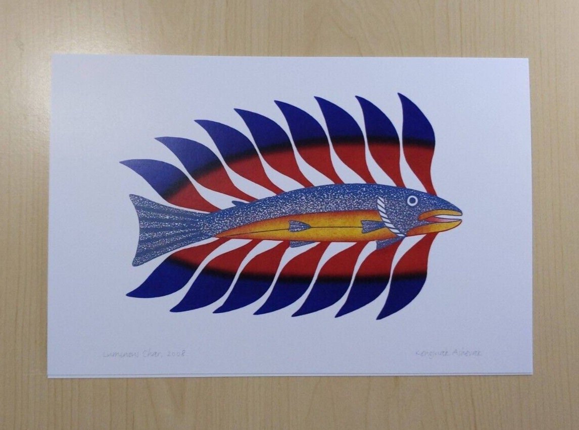 Luminous Char by Kenojuak Ashevak Inuit Artist 6"x9" Art Card