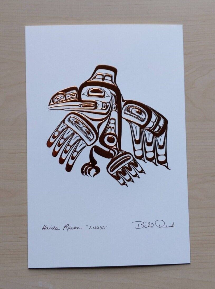Haida Raven by Bill Reid Haida Artist 6"x9" Copper Embossed Art Card