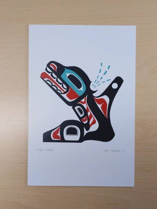 Killer Whale by Joe Mandur Jr Haida Artist 6"x9" Art Card