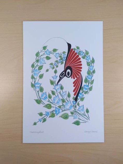Hummingbird by Danny Dennis Tsimshian Artist 6"x9" Art Card