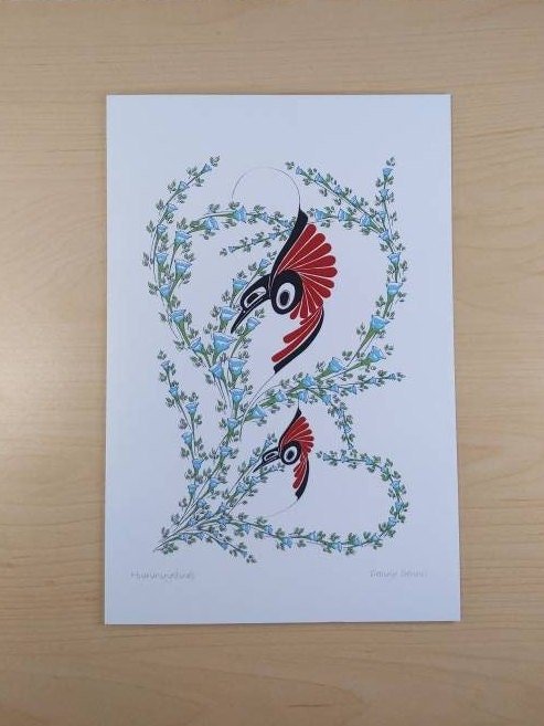 Hummingbirds by Danny Dennis Tsimshian Artist 6"x9" Art Card