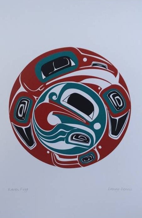 Raven Frog by Danny Dennis Tsimshian Artist 6"x9" Art Card