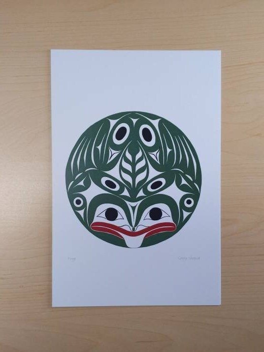 Frog by Gerry Sheena Coast Salish Artist 6"x9" Art Card