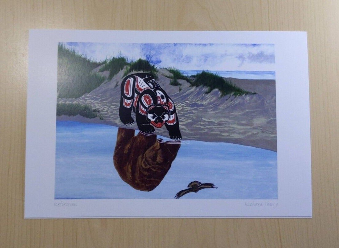 Bear Reflection by Richard Shorty Northern Tutchone Artist 6"x9" Art Card