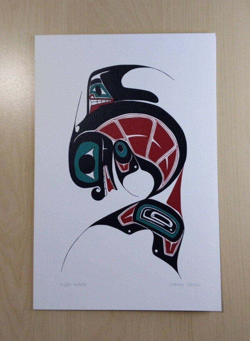 Killer Whale by Danny Dennis Tsimshian Artist 6"x9" Art Card