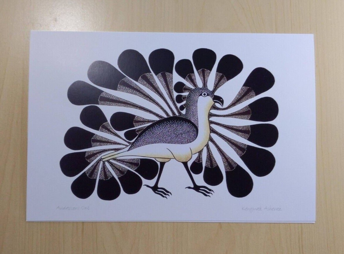 Audacious Owl by Kenojuak Ashevak Inuit Artist 6"x9" Art Card