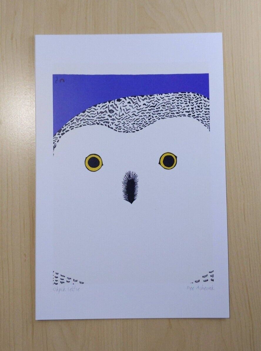 Okpik Selfie by Pee Ashevak Inuit Artist 6"x9" Art Card