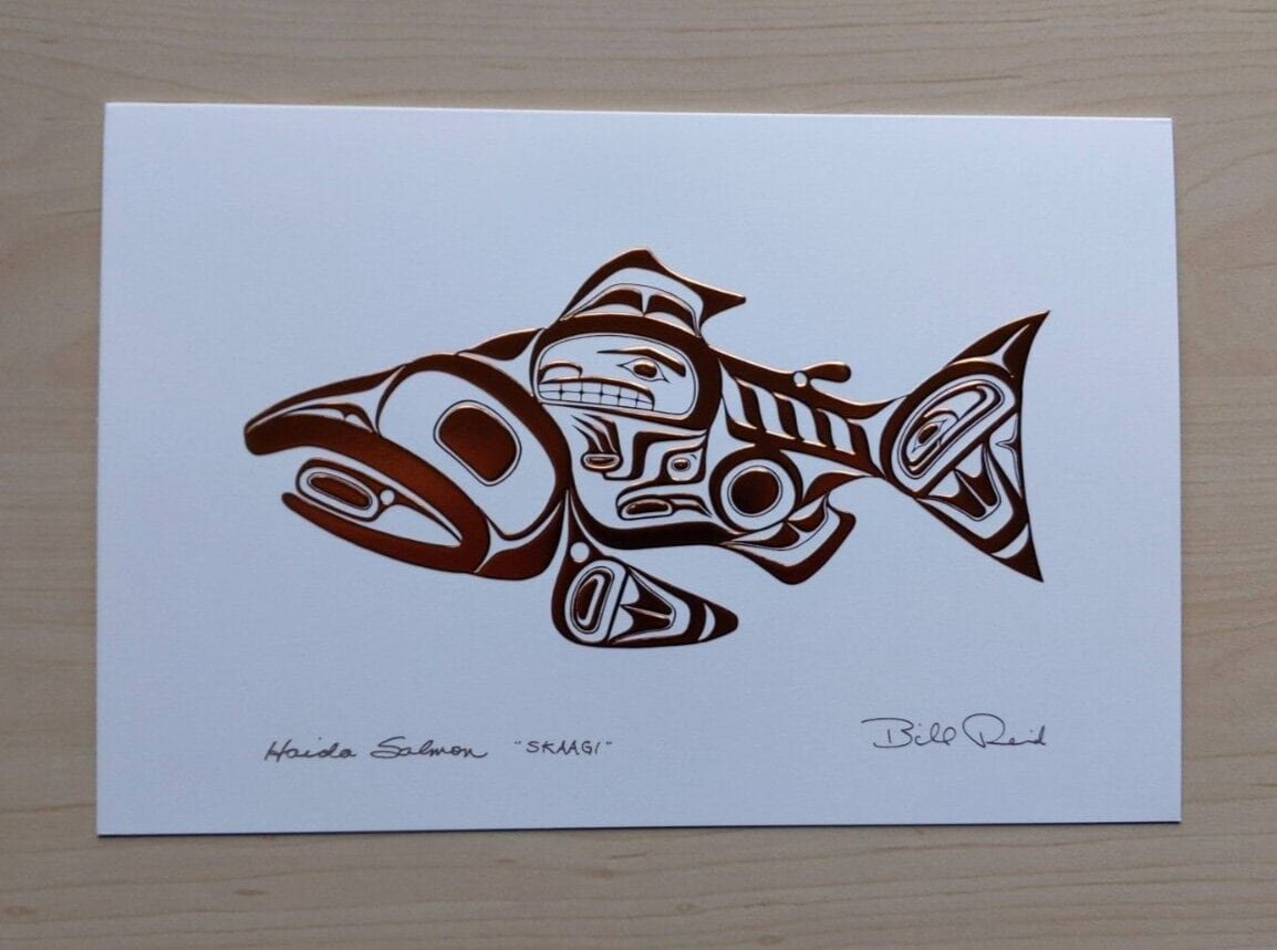 Haida Salmon by Bill Reid Haida Artist 6"x9" Copper Embossed Art Card