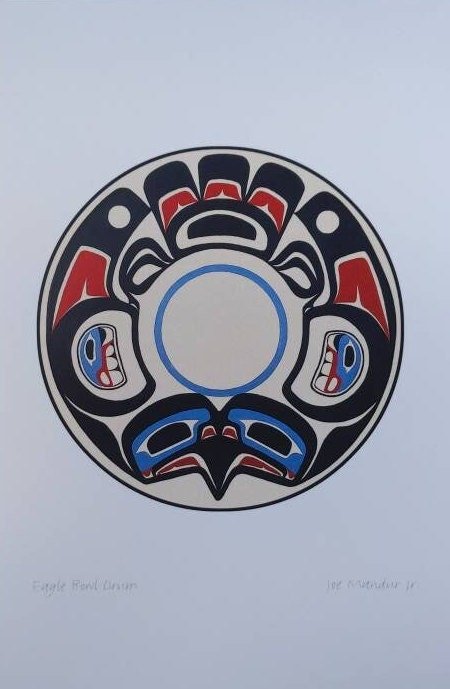Eagle Bowl Drum by Joe Mandur Jr Haida Artist 6"x9" Art Card
