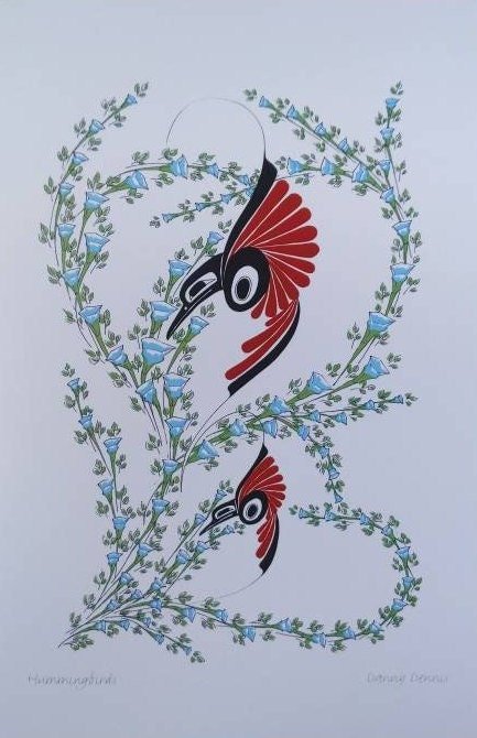 Hummingbirds by Danny Dennis Tsimshian Artist 6"x9" Art Card