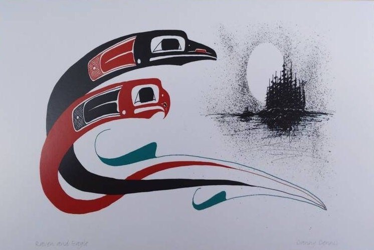 Raven and Eagle by Danny Dennis Tsimshian Artist 6"x9" Art Card