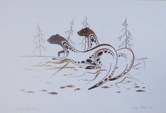 Otter Partners by Ray Baptiste Ojibway Artist 6"x9" Art Card