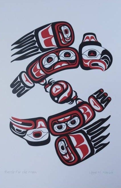 Battle For The Moon by Lloyd Harsch Haida Artist 6"x9" Art Card