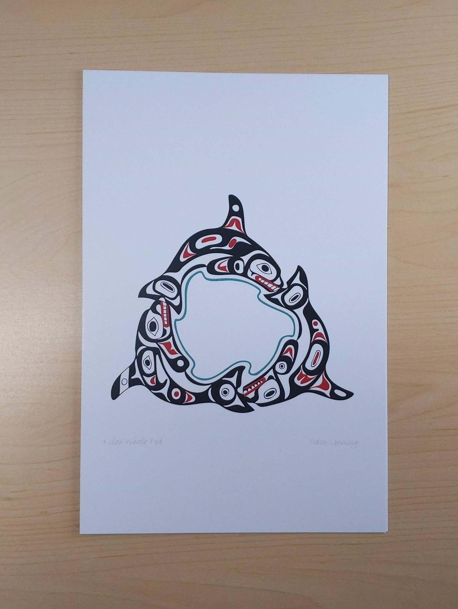 Killer Whale Pod Odin by Odin Lonning Tlingit Artist 6"x9" Art Card