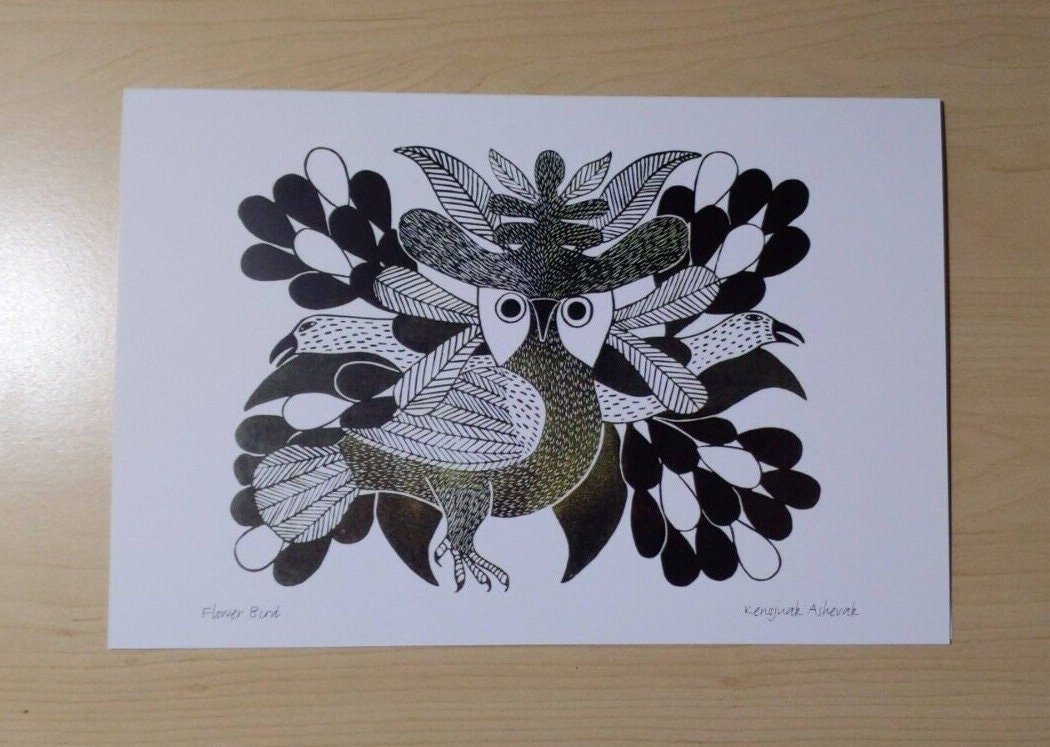 Flower Bird by Kenojuak Ashevak Inuit Artist 6"x9" Art Card