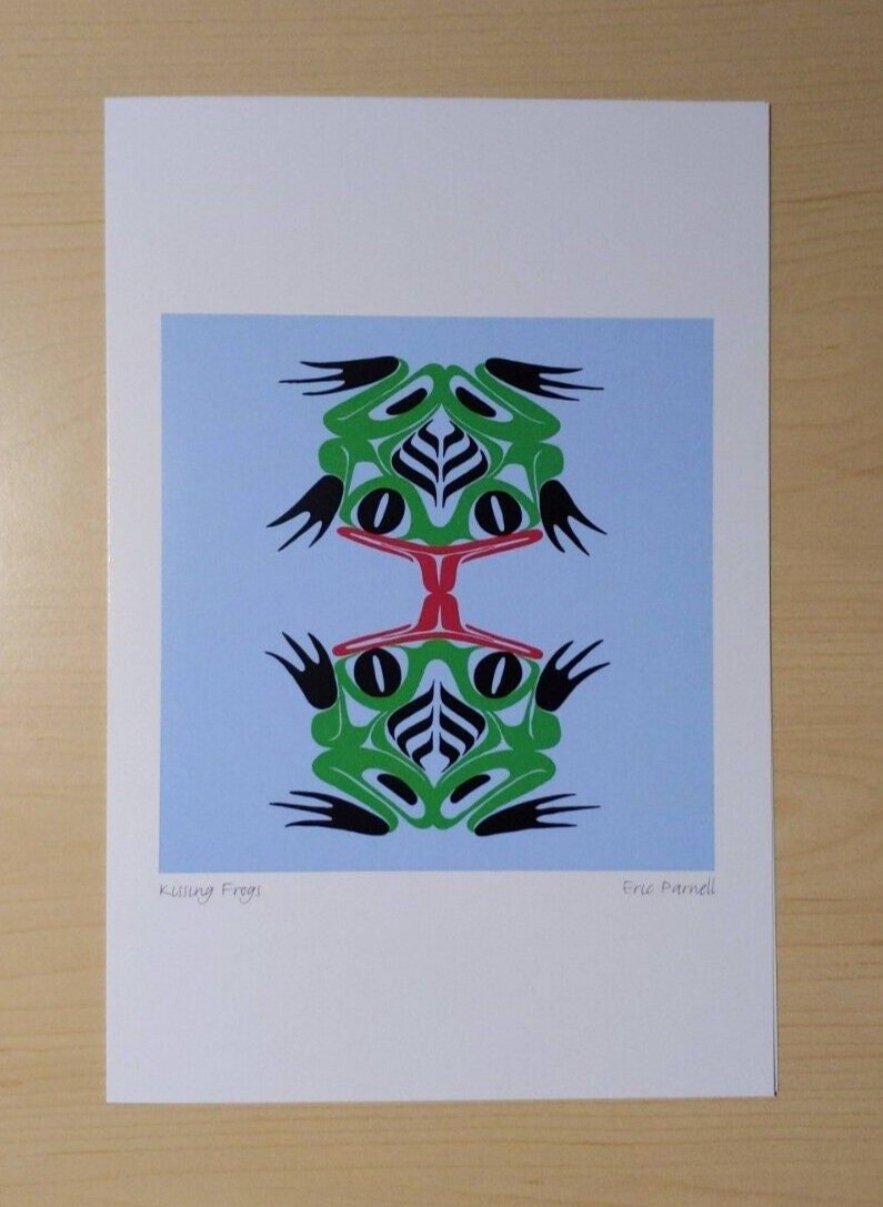 Kissing Frogs by Eric Parnell Haida Artist 6"x9" Art Card