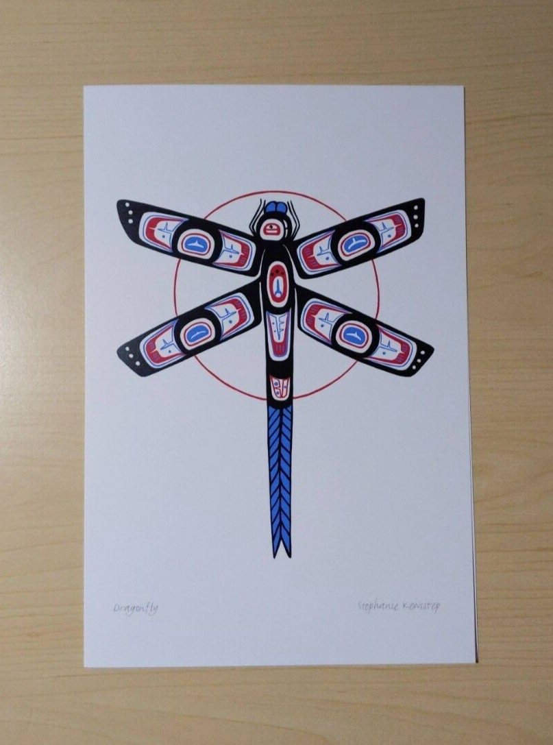 Dragonfly by Stephanie Kewistep Saulteaux Artist 6"x9" Art Card
