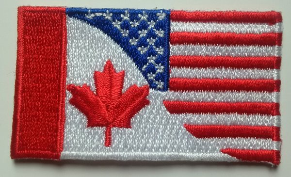 Canada United States America Friendship Flag Patch Embroidered Iron On Applique USA
