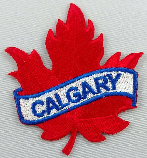 Calgary Maple Leaf Patch Embroidered Iron On Applique
