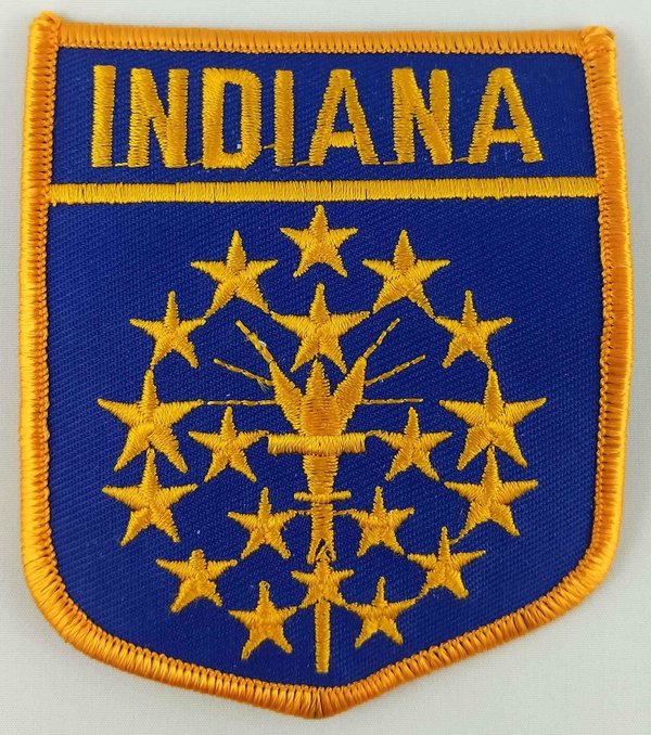 Indiana State Shield Patch Badge Embroidered Iron On Applique USA United States of America