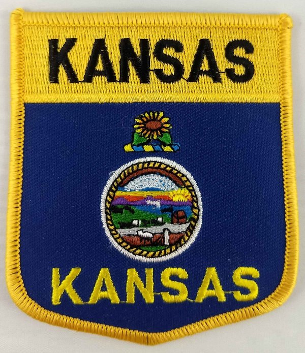 Kansas State Shield Patch Badge Embroidered Iron On Applique USA United States of America