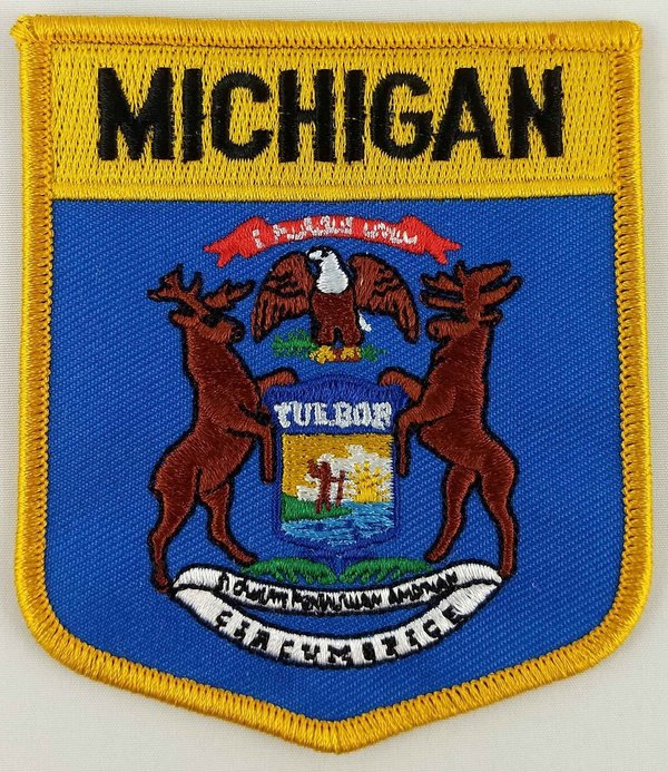 Michigan State Shield Patch Badge Embroidered Iron On Applique USA United States of America