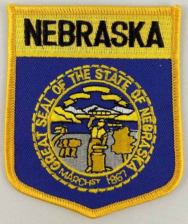 Nebraska State Shield Patch Badge Embroidered Iron On Applique USA United States of America