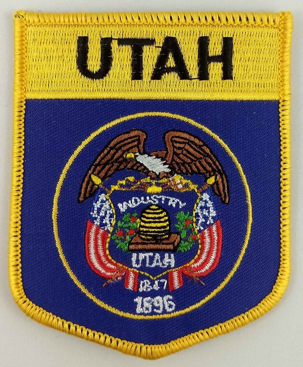Utah State Shield Patch Badge Embroidered Iron On Applique USA United States of America