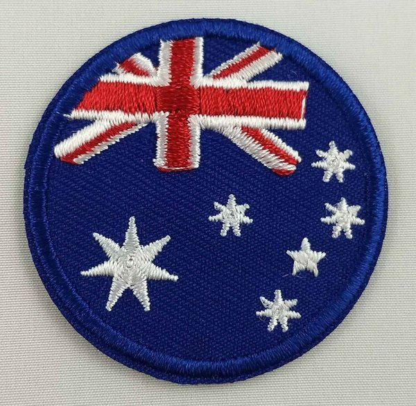 Australia Round Flag Patch Badge Embroidered Iron On Applique Aussie C/P