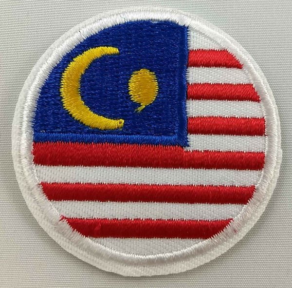 Malaysia Round Flag Patch Badge Embroidered Iron On Applique Malaysian C/P
