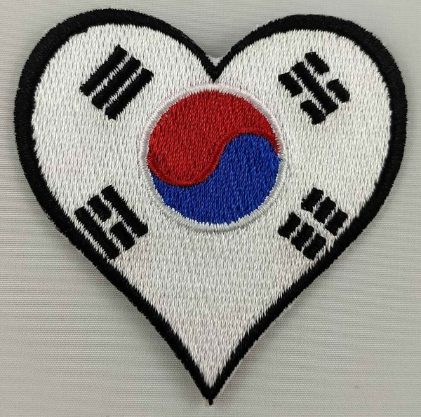 South Korea Heart Flag Patch Badge Embroidered Iron On Applique C/P
