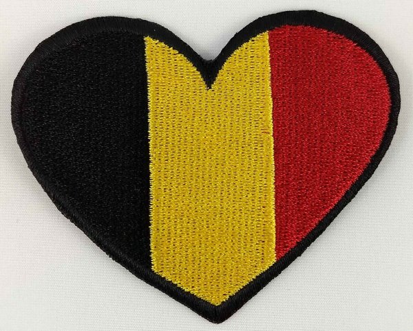 Belgium Heart Flag Patch Badge Embroidered Iron On Applique C/P