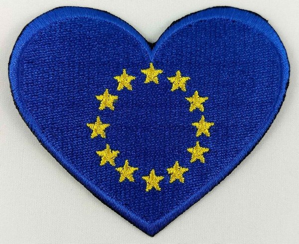 European Union EU Heart Flag Patch Badge Embroidered Iron On Applique C/P