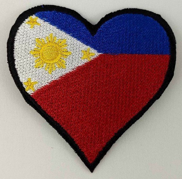 Philippines Heart Flag Patch Badge Embroidered Iron On Applique C/P