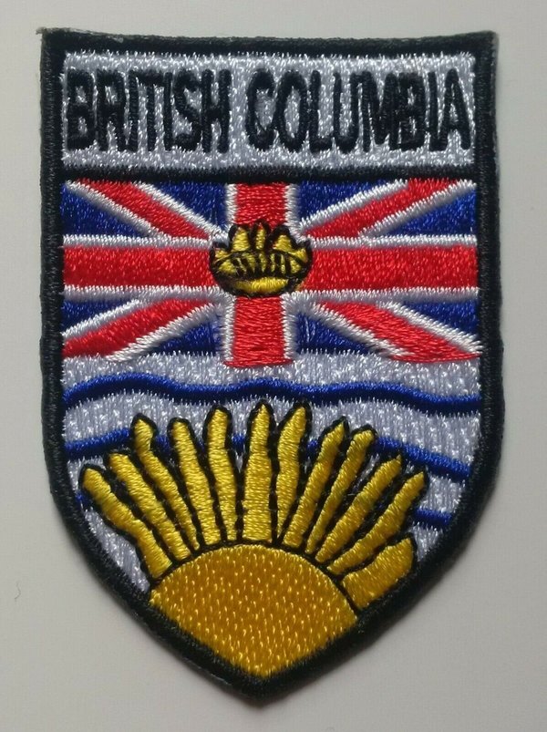 BC British Columbia Province Shield Crest Patch Badge Embroidered Iron On Sew On Canada