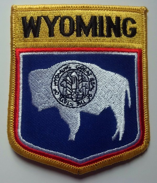 Wyoming State Shield Patch Badge Embroidered Iron On Applique USA United States of America