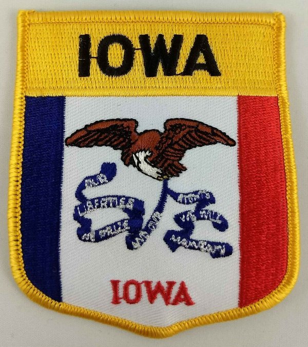 Iowa State Shield Patch Badge Embroidered Iron On Applique USA United States of America