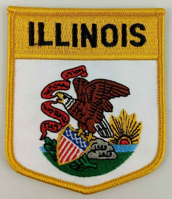 Illinois State Shield Patch Badge Embroidered Iron On Applique USA United States of America