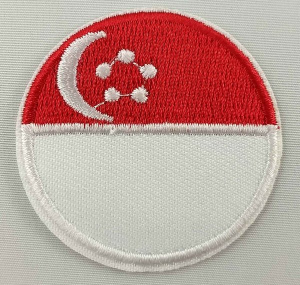 Singapore Round Flag Patch Badge Embroidered Iron On Applique Singaporean C/P