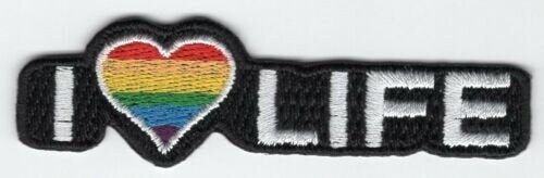 Rainbow I Love Life Heart Patch LGBT Pride Badge Embroidered Iron On Applique
