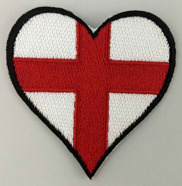 England Heart Flag Patch Badge Embroidered Iron On Applique C/P