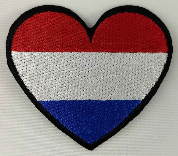 Netherlands Heart Flag Patch Badge Embroidered Iron On Applique C/P