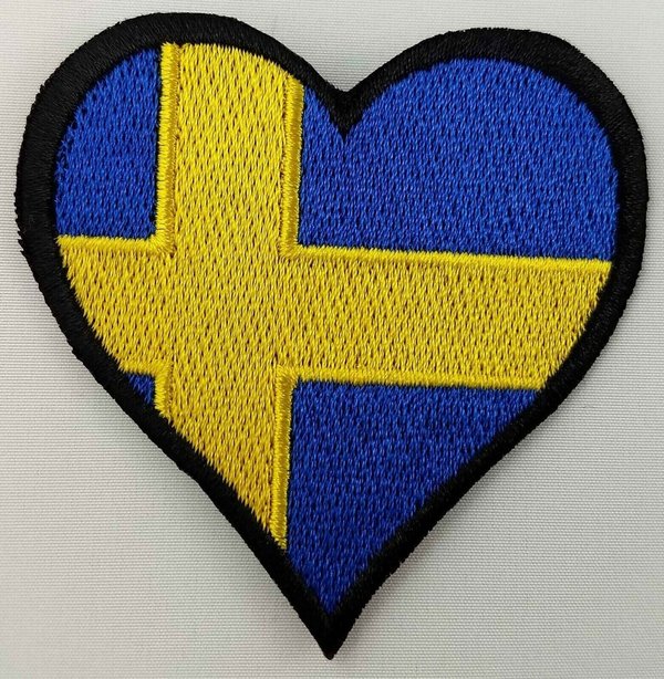 Sweden Heart Flag Patch Badge Embroidered Iron On Applique C/P