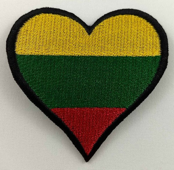Lithuania Heart Flag Patch Badge Embroidered Iron On Applique C/P
