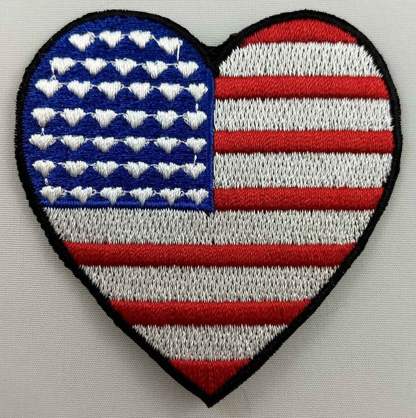 USA United States America Heart Flag Patch Badge Embroidered Iron On Applique C/P