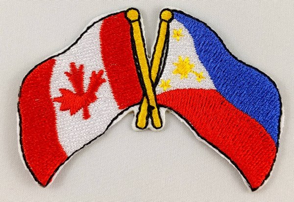 Canada / Philippines Friendship Flag Patch Embroidered Iron On Applique Badge Canadian Filipino