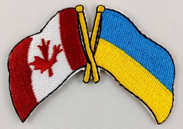 Canada / Ukraine Friendship Flag Patch Embroidered Iron On Applique Badge Canadian Ukrainian