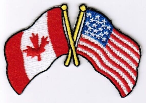 Canada / Usa Flag Patch Badge Embroidered Iron On Applique