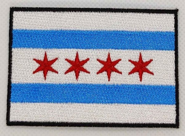 Chicago City Flag Patch Badge Embroidered Iron On Illinois Applique 3 Inches x Proportion C/P